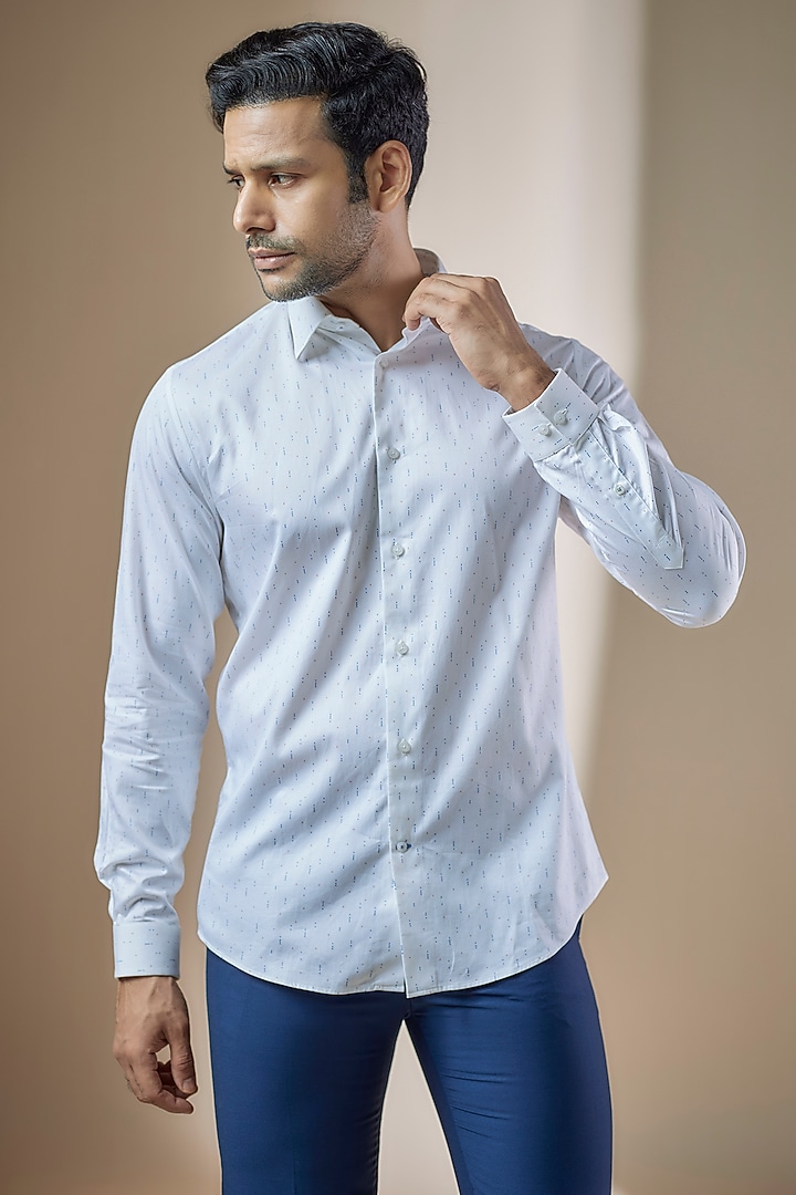 White Cotton Printed Summer Shirt by ASUKA at Pernia's Pop Up Shop
