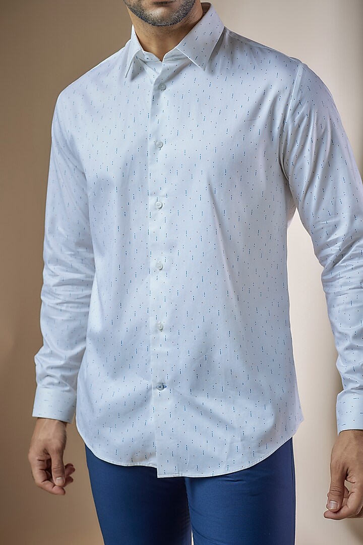 White Cotton Printed Summer Shirt by ASUKA at Pernia's Pop Up Shop