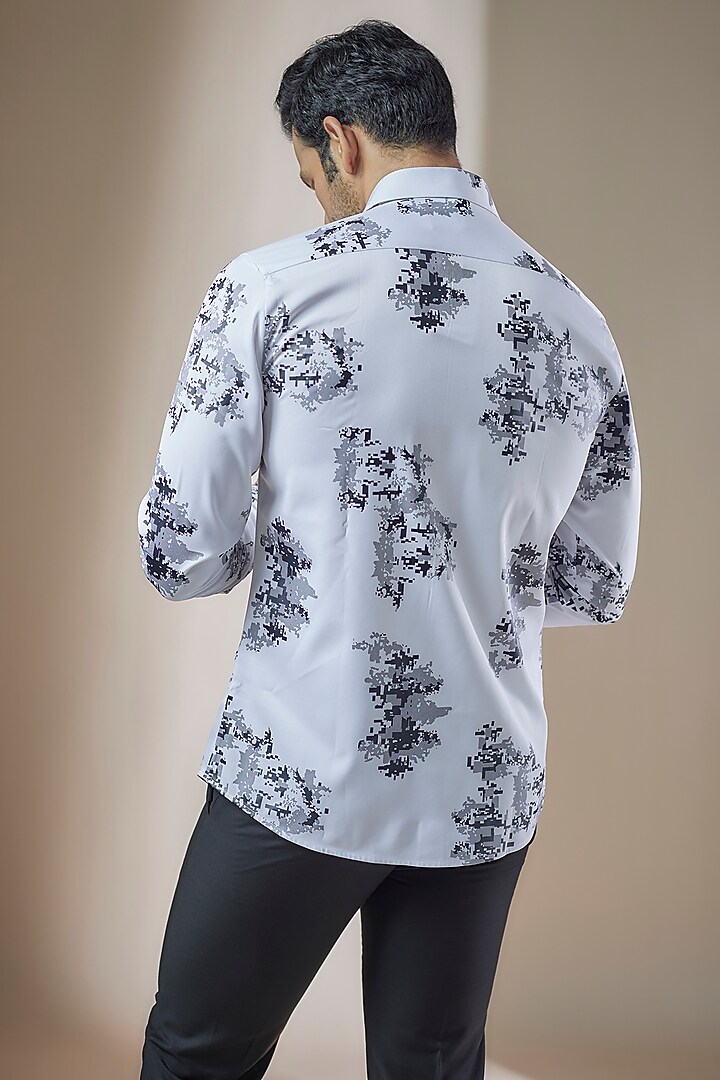 White Cotton Printed Party Wear Shirt by ASUKA at Pernia's Pop Up Shop