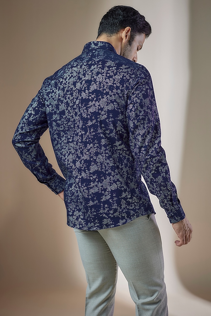 Blue Cotton Printed Party Wear Shirt by ASUKA at Pernia's Pop Up Shop