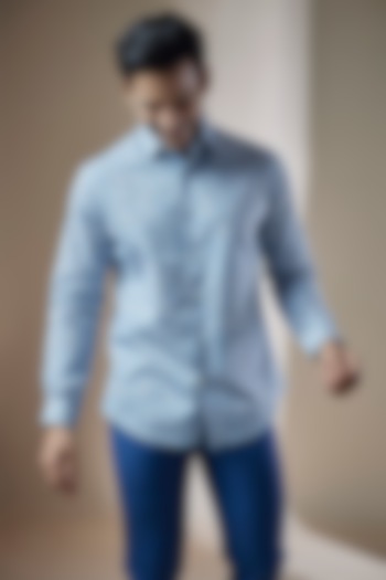 Sky Blue Cotton Printed Party Wear Shirt by ASUKA at Pernia's Pop Up Shop