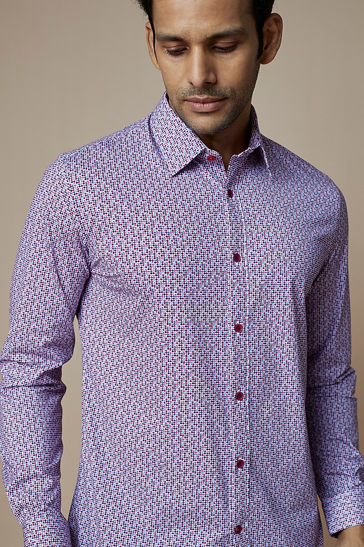Purple Knit Printed Summer Shirt by ASUKA at Pernia's Pop Up Shop