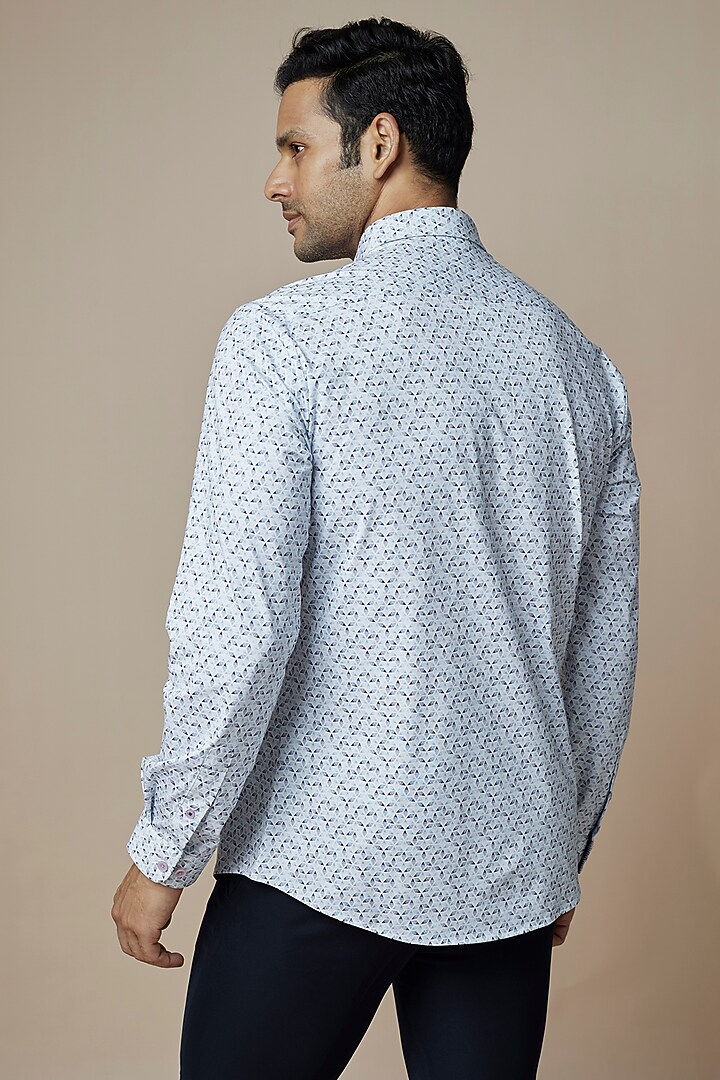 Sky Blue Knit Printed Summer Shirt by ASUKA at Pernia's Pop Up Shop