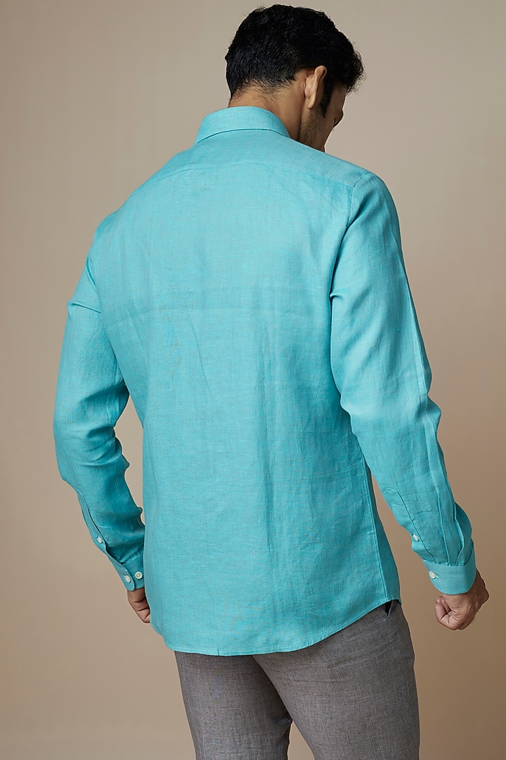 Teal Pure Embroidered Party Wear Shirt by ASUKA at Pernia's Pop Up Shop