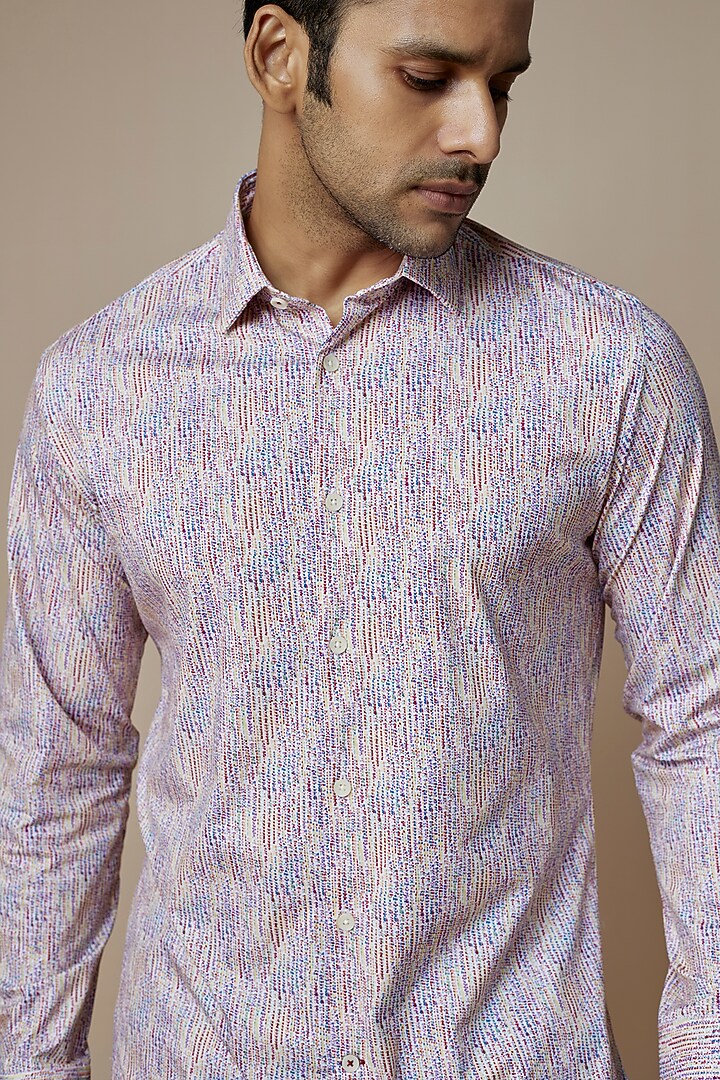 Light Pink Knit Printed Summer Shirt by ASUKA at Pernia's Pop Up Shop