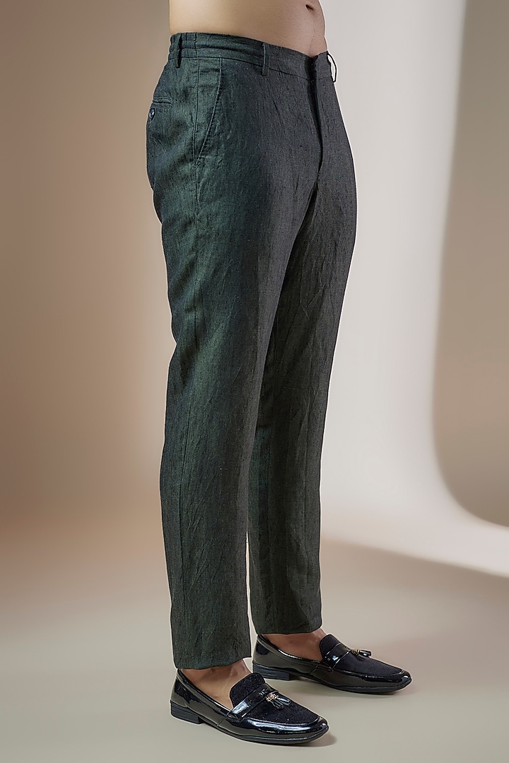 Dark Green Linen Trousers by ASUKA at Pernia's Pop Up Shop