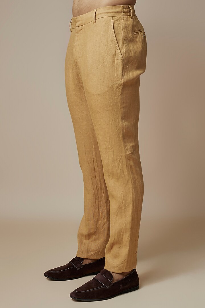 Dark Gold Linen Trousers by ASUKA at Pernia's Pop Up Shop