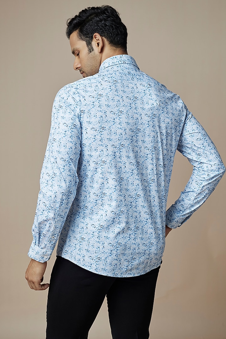 Sky Blue Knit Printed Summer Shirt by ASUKA at Pernia's Pop Up Shop
