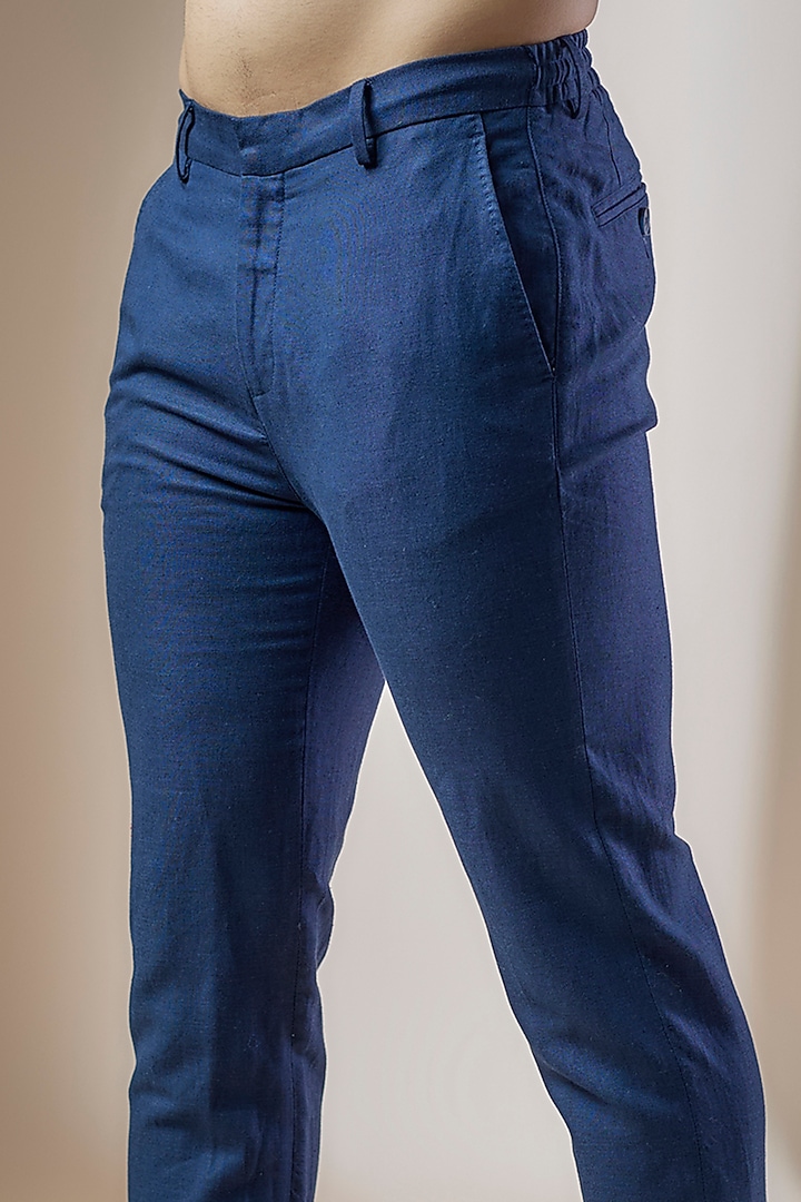 Navy Green Linen Trousers by ASUKA at Pernia's Pop Up Shop