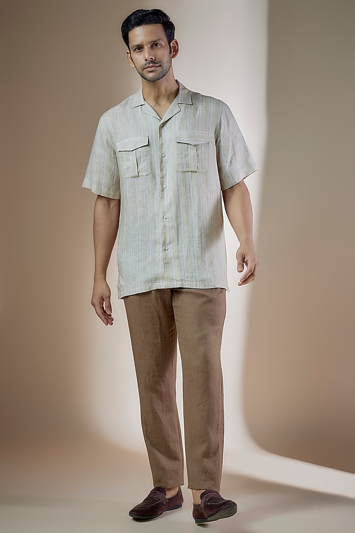 Brown Linen Trousers by ASUKA