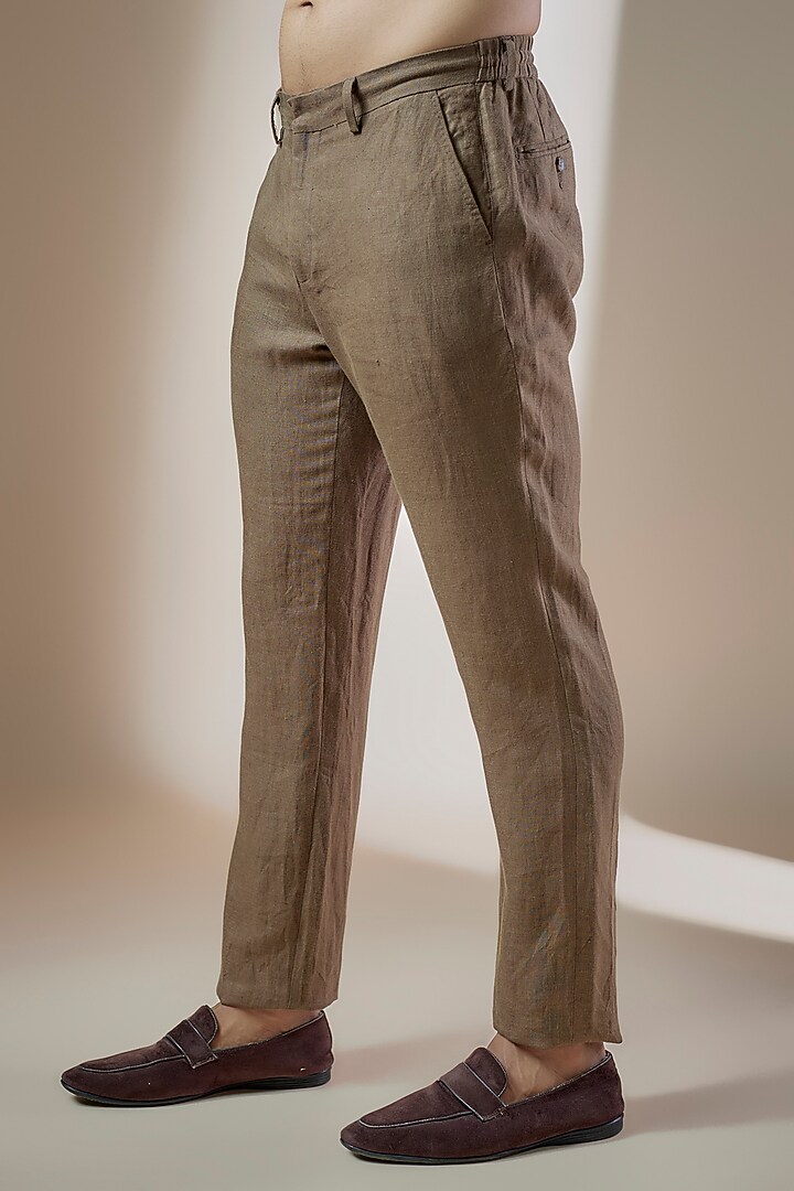 Brown Linen Trousers by ASUKA at Pernia's Pop Up Shop