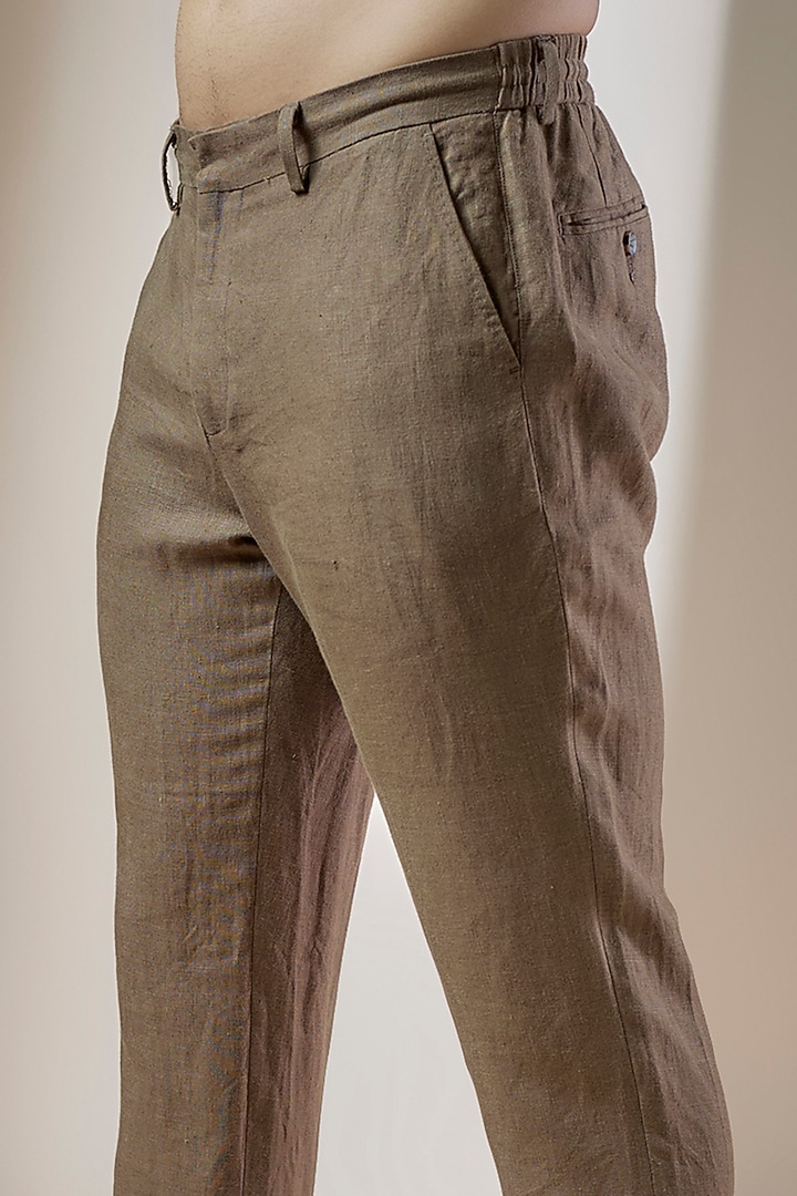 Brown Linen Trousers by ASUKA at Pernia's Pop Up Shop