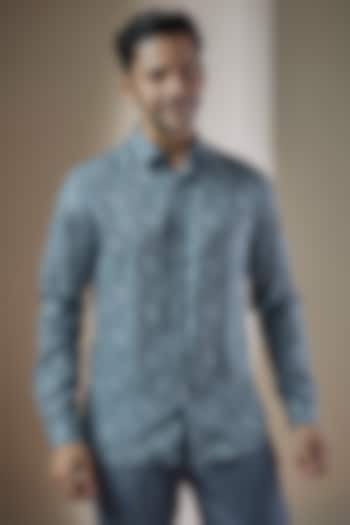 Grey Pure Linen Shirt by ASUKA