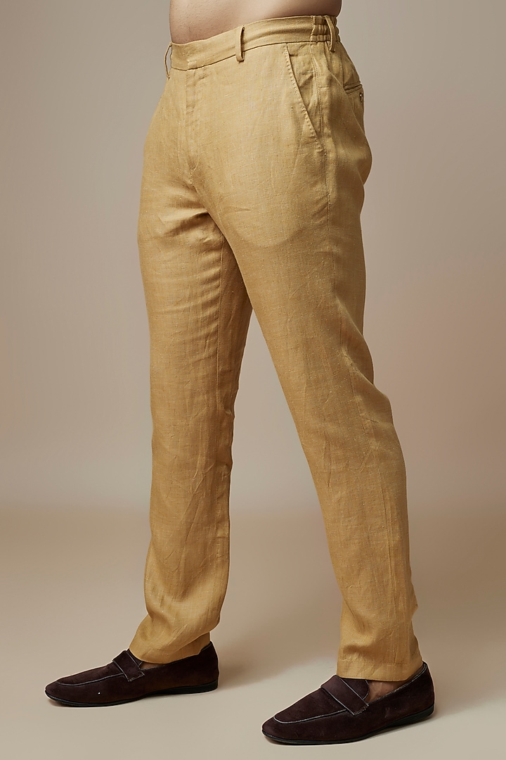 Gold Linen Trousers by ASUKA at Pernia's Pop Up Shop