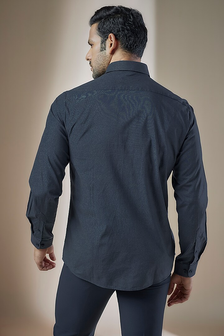 Teal Blue Cotton Printed Party Wear Shirt by ASUKA at Pernia's Pop Up Shop