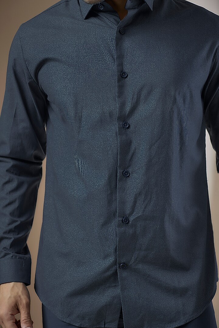 Teal Blue Cotton Printed Party Wear Shirt by ASUKA at Pernia's Pop Up Shop