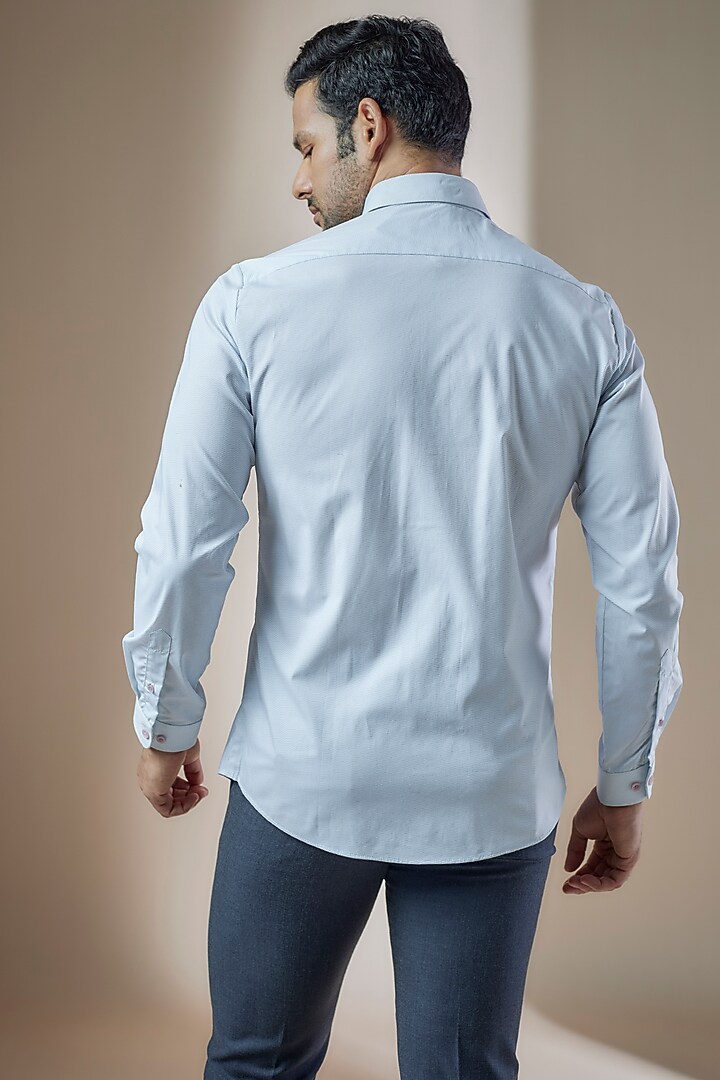 Sky Blue Cotton Printed Party Wear Shirt by ASUKA at Pernia's Pop Up Shop