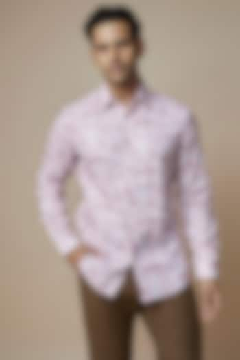 Light Pink Pure LInen Printed Shirt by ASUKA