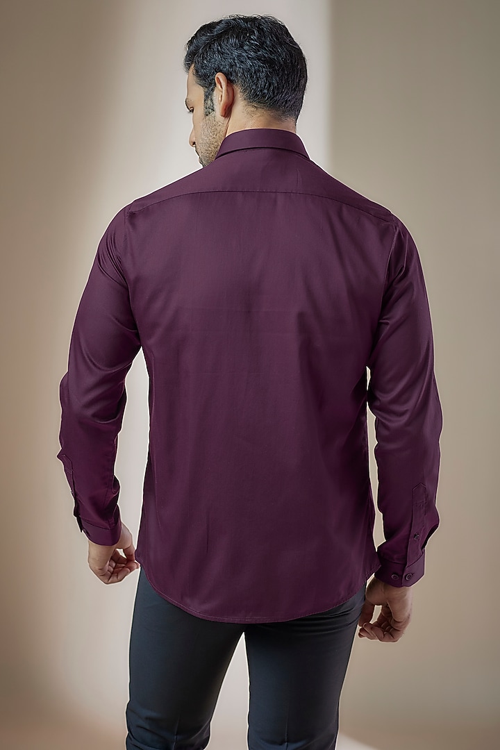 Wine Cotton Embroidered Party Wear Shirt by ASUKA at Pernia's Pop Up Shop