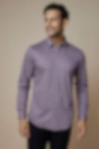 Purple Cotton Knit Shirt by ASUKA