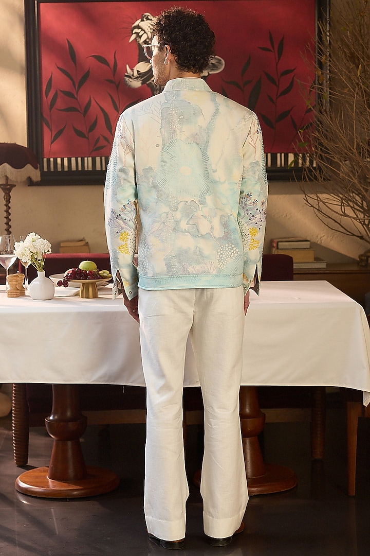 Emerald Tigene Fabric Hand Embroidered Bomber Jacket by ASUKA at Pernia's Pop Up Shop