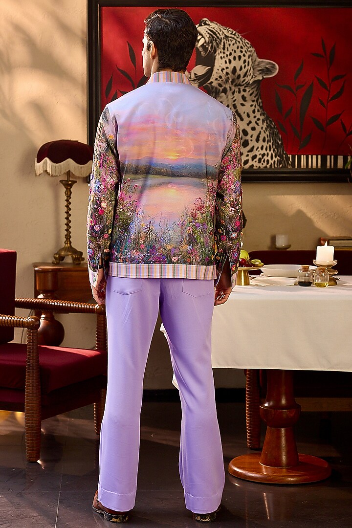 Gold Tigene Fabric Hand Embroidered & Printed Bomber Jacket by ASUKA at Pernia's Pop Up Shop