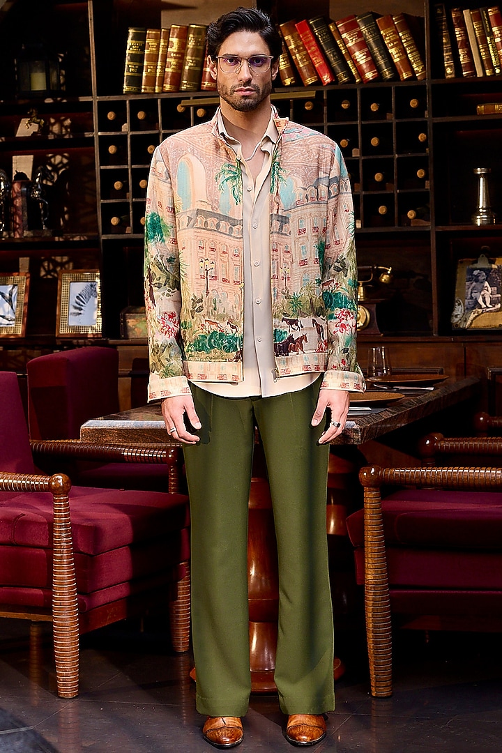 Multi-Colored Poly Corduroy Printed Bomber Jacket by ASUKA at Pernia's Pop Up Shop