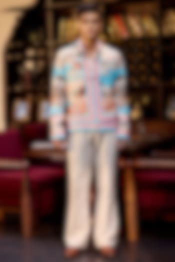 Coral Poly Corduroy Printed Bomber Jacket by ASUKA at Pernia's Pop Up Shop