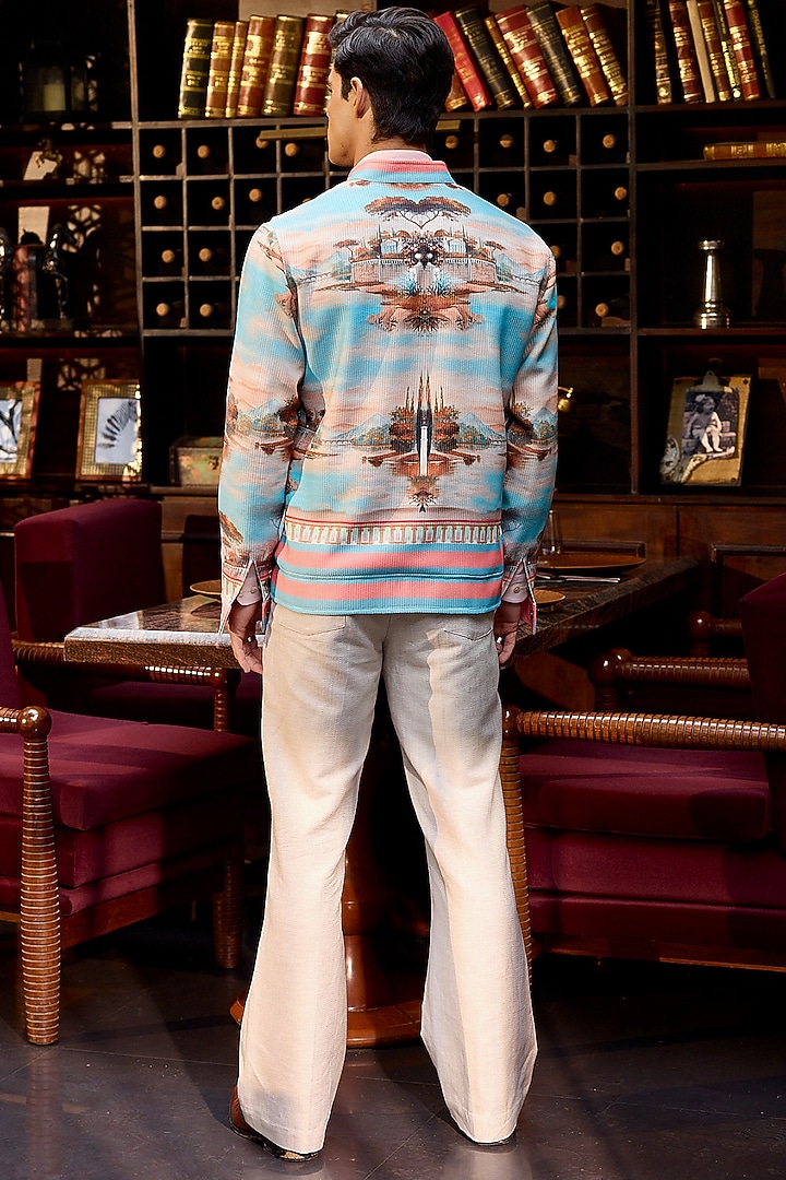 Coral Poly Corduroy Printed Bomber Jacket by ASUKA at Pernia's Pop Up Shop