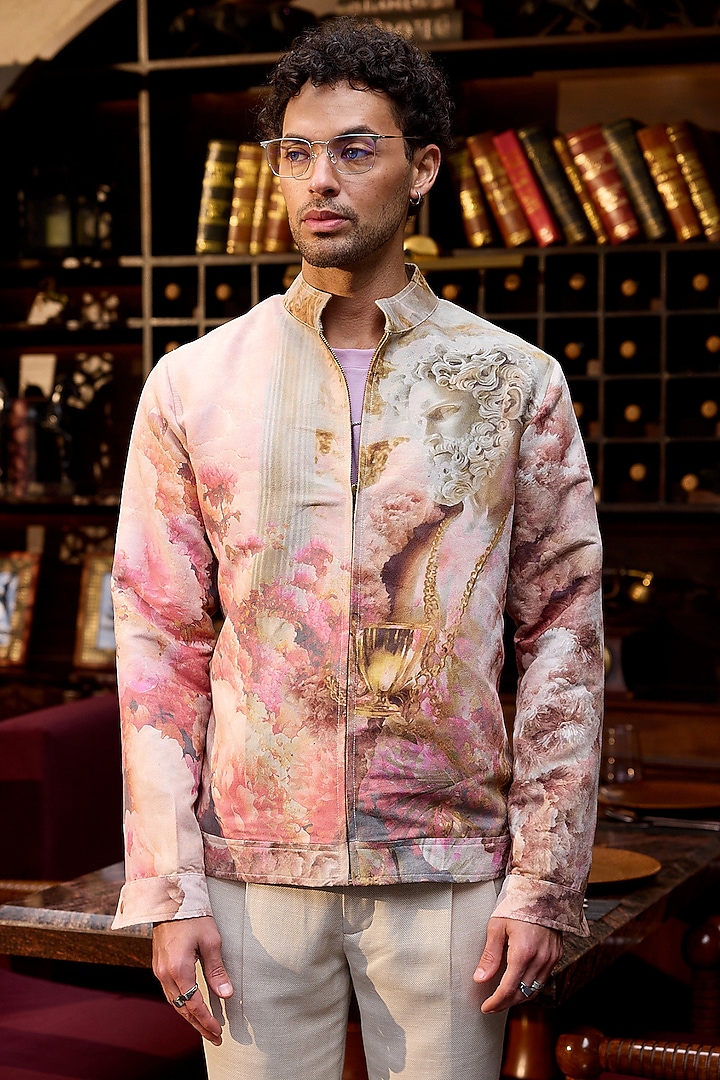 Multi-Colored Suede Printed Bomber Jacket by ASUKA at Pernia's Pop Up Shop