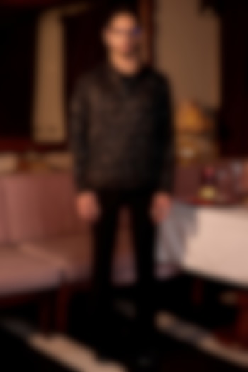 Black Velvet Embroidered Bomber Jacket by ASUKA at Pernia's Pop Up Shop