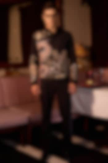 Ivory Linen Hand Embroidered Bomber Jacket by ASUKA at Pernia's Pop Up Shop