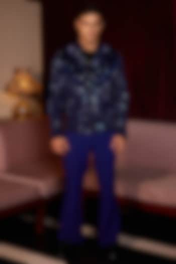 Multi-Colored Velvet Cutdana Embroidered Bomber Jacket by ASUKA at Pernia's Pop Up Shop
