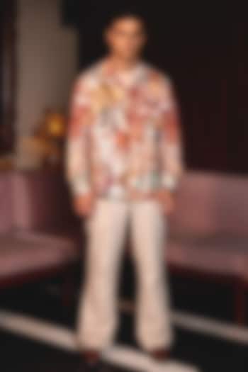 Multi-Colored Linen Abstract Floral Printed Shacket by ASUKA at Pernia's Pop Up Shop