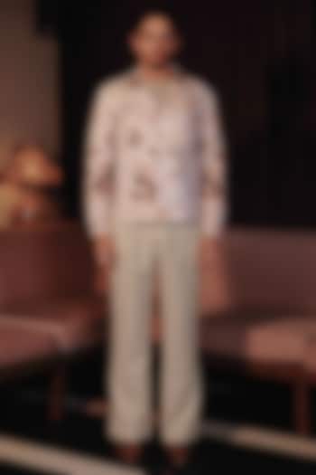 Blush Pink Linen Botanical Printed Shacket by ASUKA at Pernia's Pop Up Shop