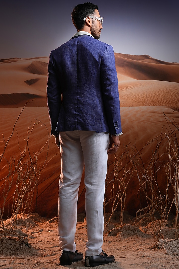Indigo Blue Linen Blazer by ASUKA at Pernia's Pop Up Shop