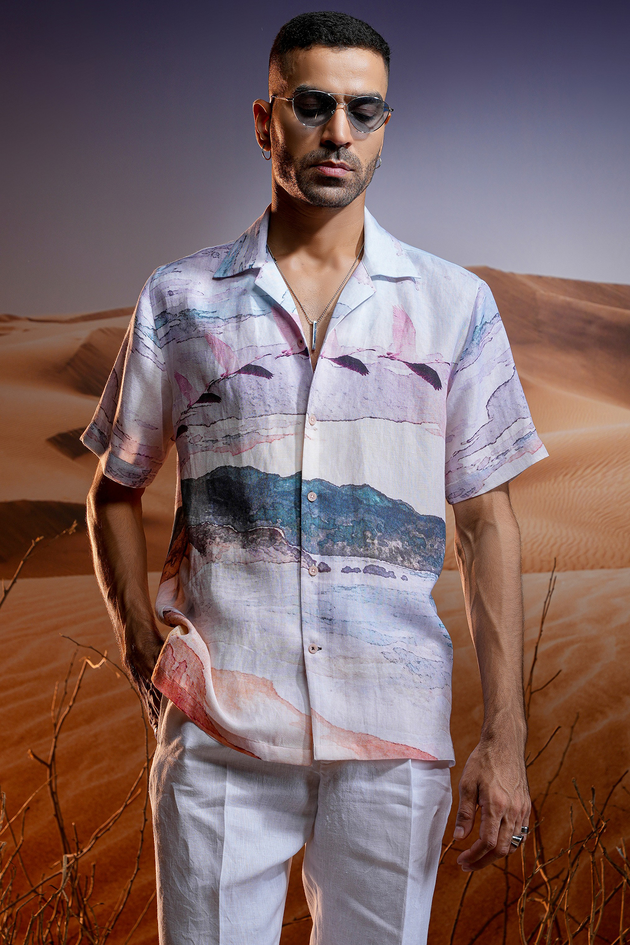 Linen Printed Cuban Party Wear Shirt by ASUKA at Pernia's Pop Up Shop