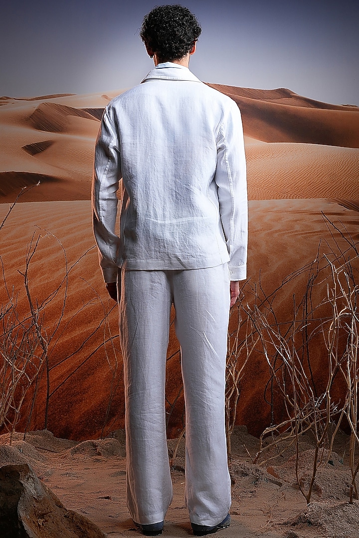 White Herringbone Linen Co-ord Set by ASUKA at Pernia's Pop Up Shop