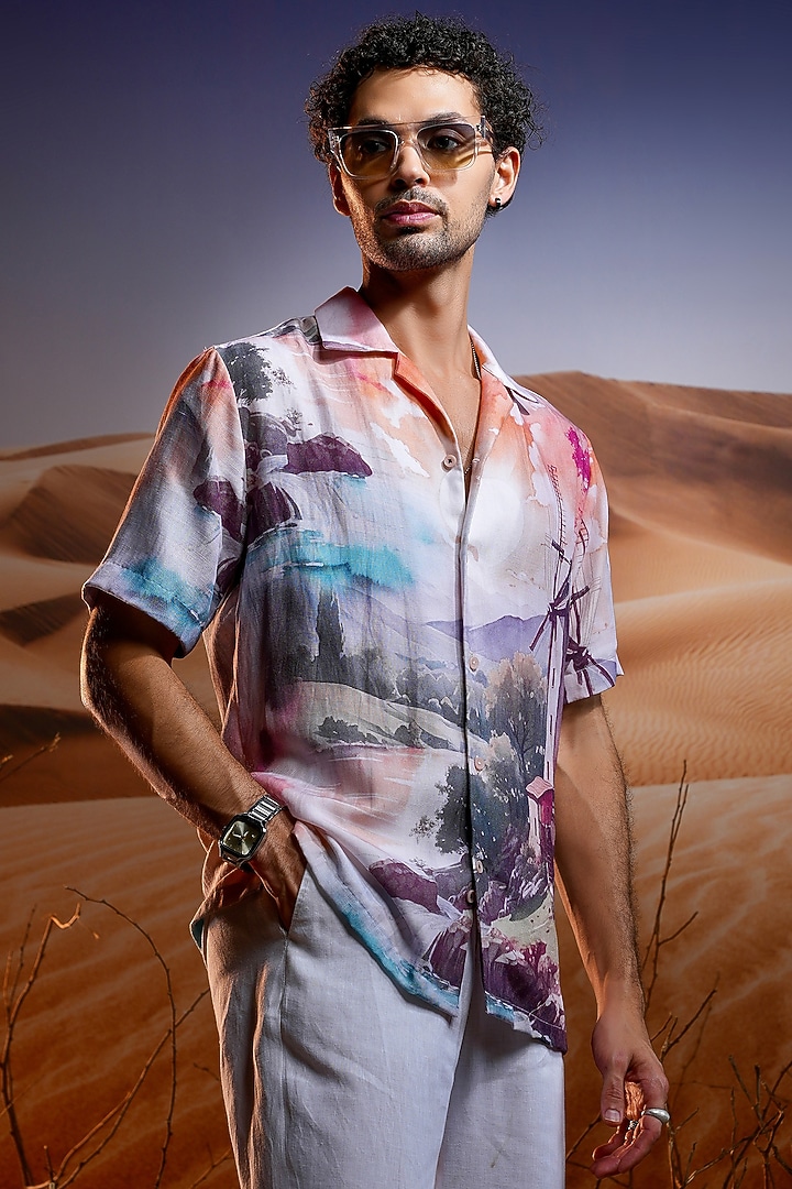 Linen Printed Cuban Party Wear Shirt by ASUKA at Pernia's Pop Up Shop
