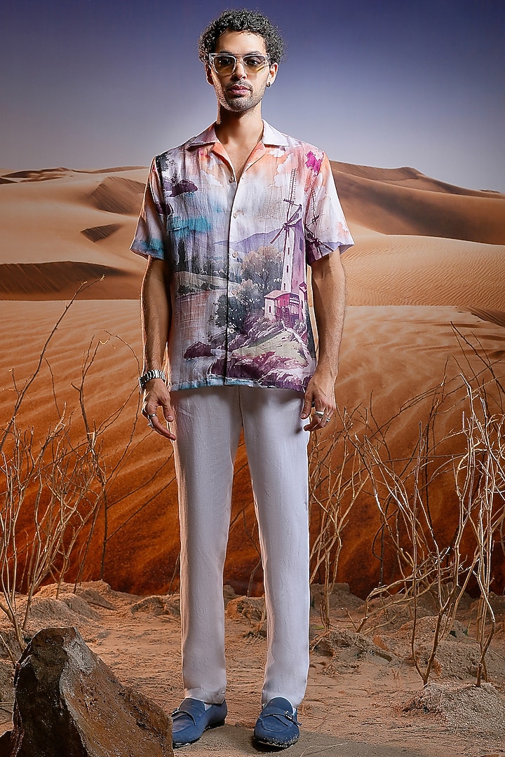 Linen Printed Cuban Party Wear Shirt by ASUKA at Pernia's Pop Up Shop