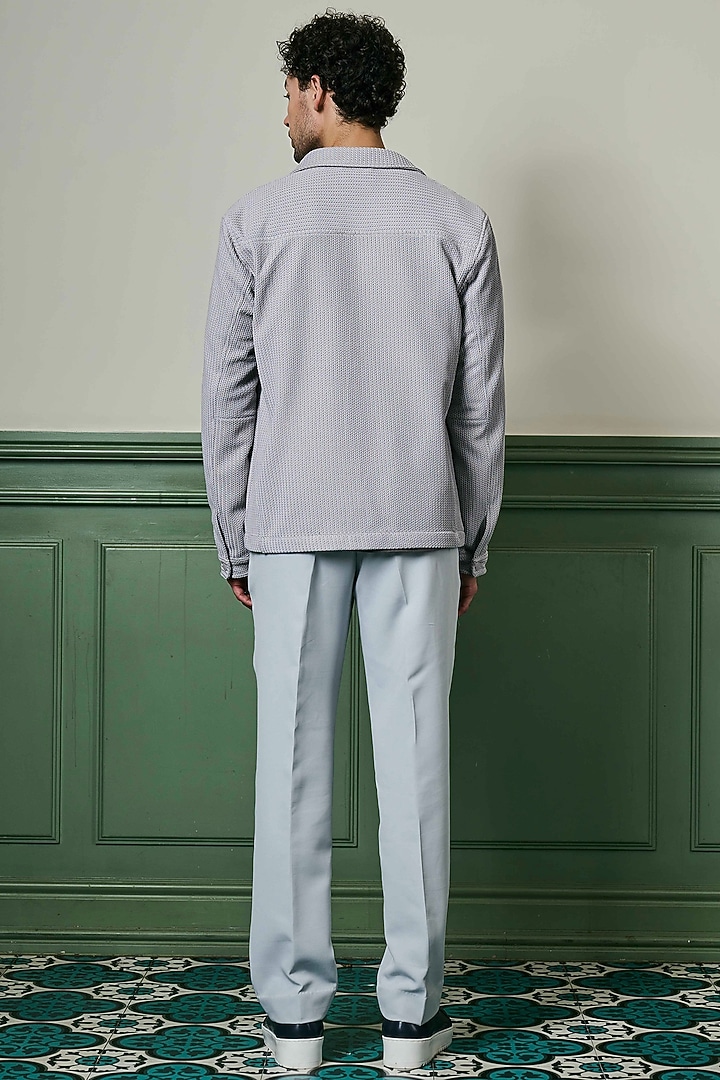 Light Grey Textured Knit Fabric Jacket by ASUKA at Pernia's Pop Up Shop