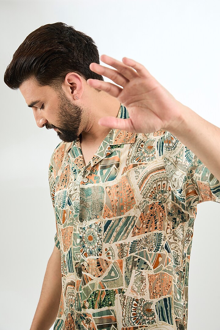 Beige Habutai Silk Shirt by ASUKA at Pernia's Pop Up Shop