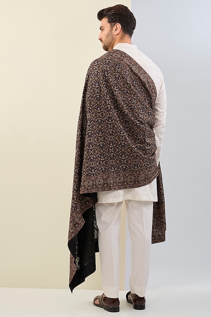 Brown Georgette Resham Embroidered Shawl by ASUKA at Pernia's Pop Up Shop