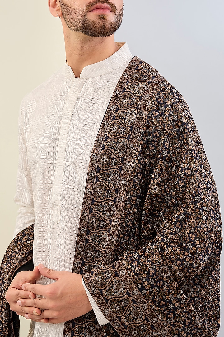 Brown Georgette Resham Embroidered Shawl by ASUKA at Pernia's Pop Up Shop