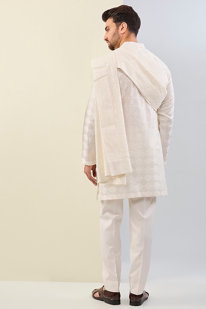 White Georgette Resham Embroidered Shawl by ASUKA at Pernia's Pop Up Shop