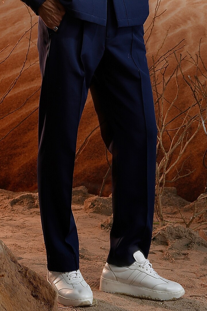 Navy Blue Banana Crepe Co-ord Set by ASUKA at Pernia's Pop Up Shop