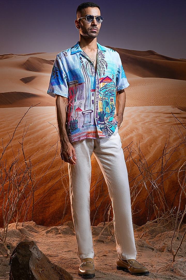 Linen Printed Cuban Party Wear Shirt by ASUKA at Pernia's Pop Up Shop