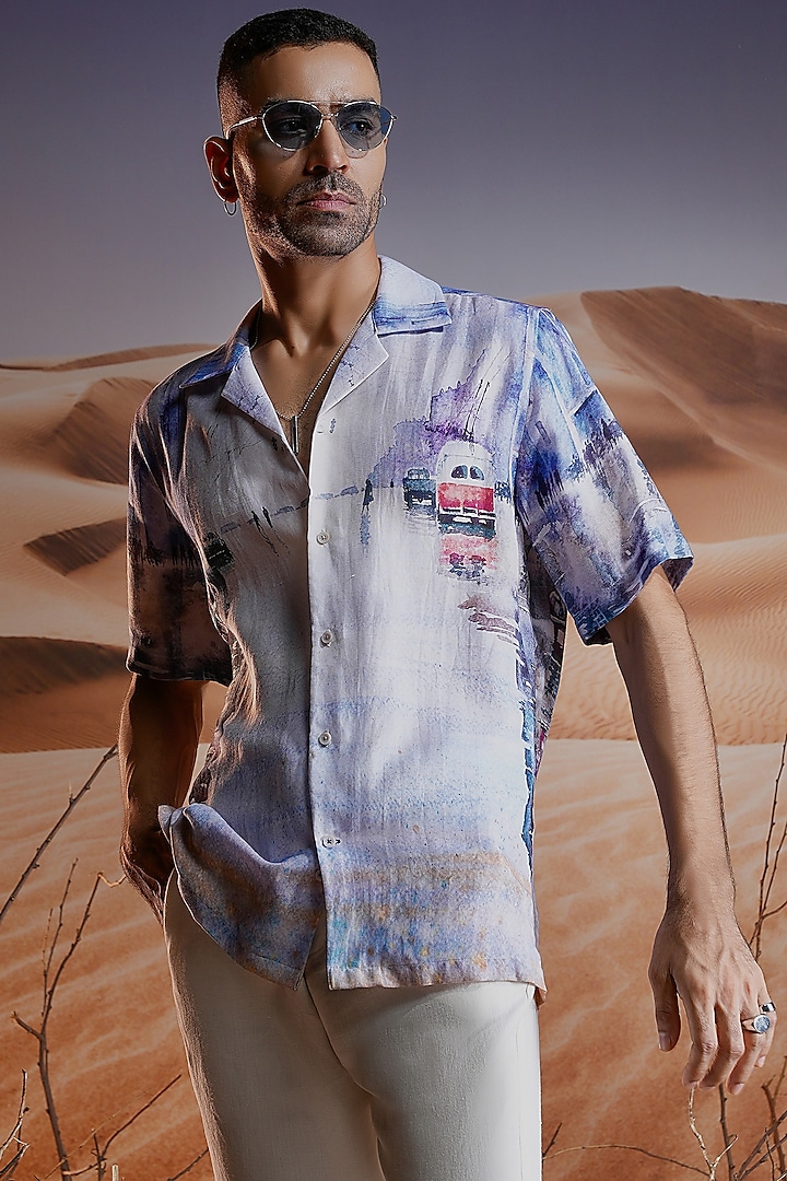 Linen Printed Cuban Shirt by ASUKA