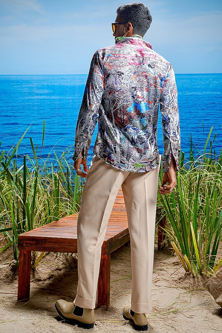 Multi-Colored Habutai Silk Printed Party Wear Shirt by ASUKA at Pernia's Pop Up Shop