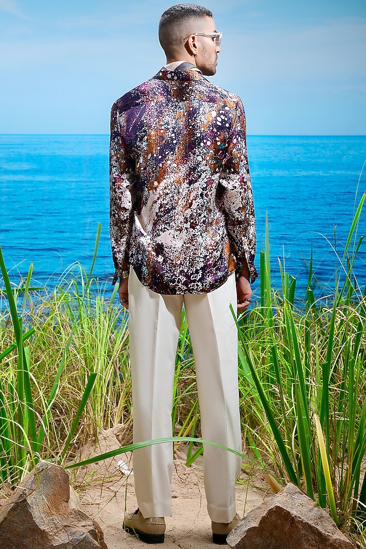 Multi-Colored Habutai Silk Printed Party Wear Shirt by ASUKA at Pernia's Pop Up Shop